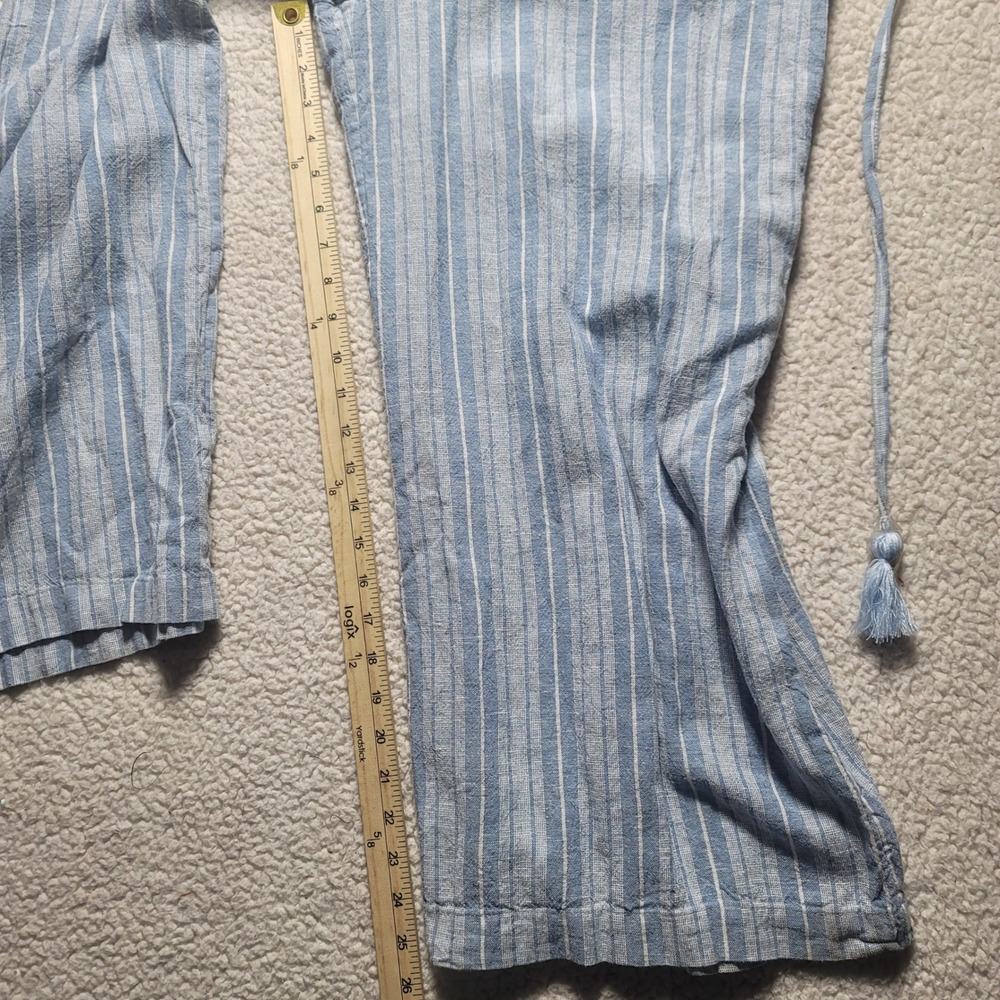 Roxy Riviera Striped Linen Blend Wide Leg Jumpsuit Blue White Large RO80515AQBP5 - Picture 11 of 15